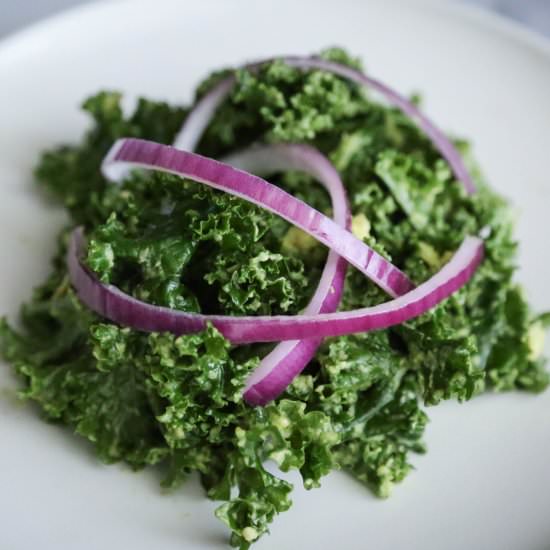 Simple Kale + Avocado Salad