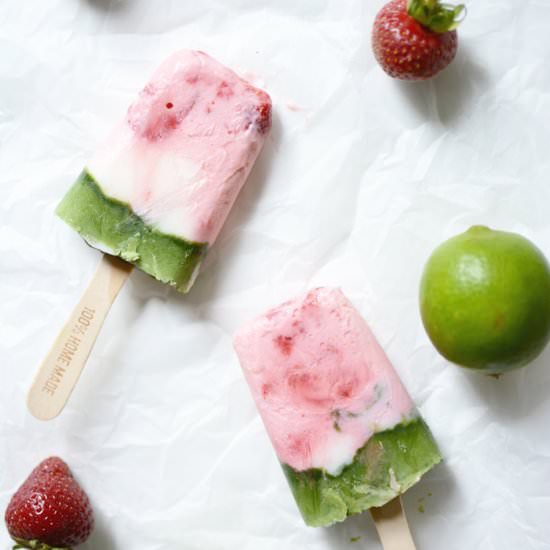 Strawberry Matcha Popsicles