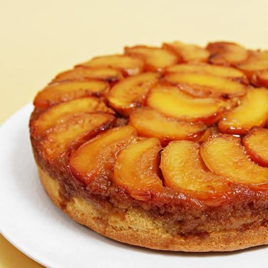 Peach Upside-Down Cake with Caramel