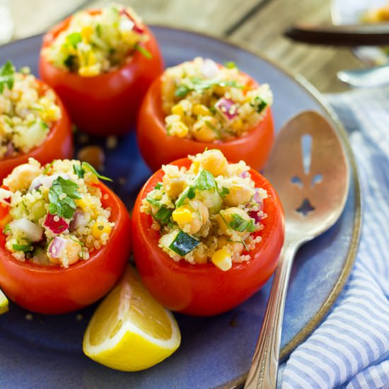 Quinoa & Chickpea Stuffed Tomatoes