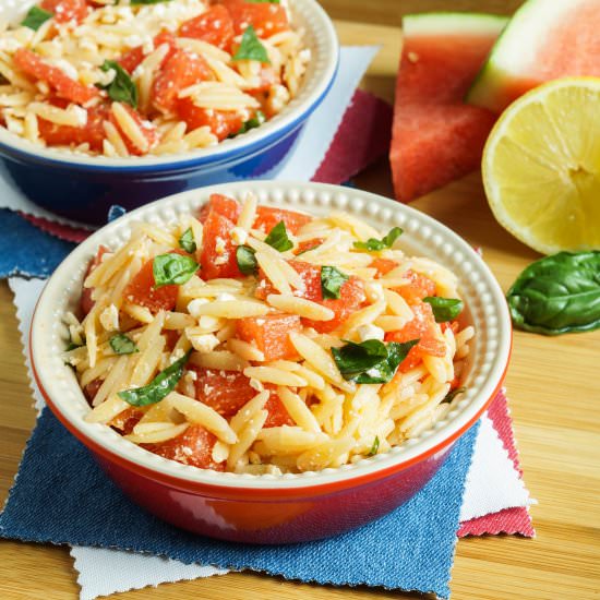 Watermelon Feta Orzo Salad