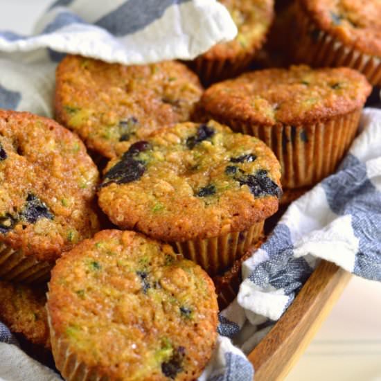 Blueberry Zucchini Oat Muffins