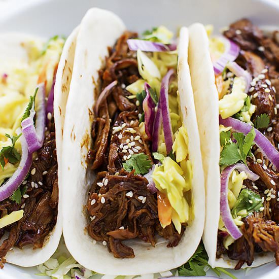 Slow Cooker Korean BBQ Pork Tacos