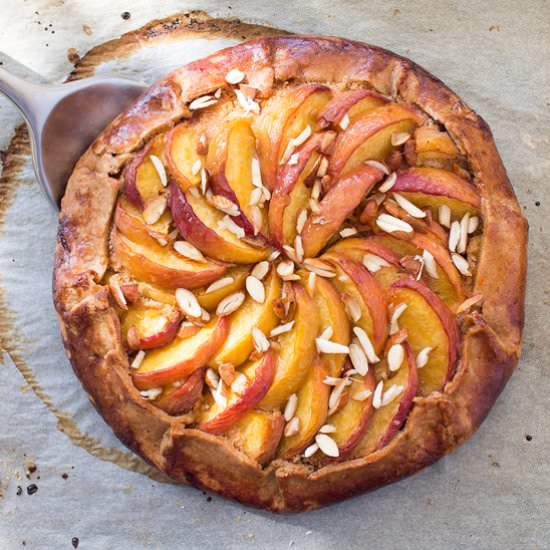 Vegan peach and almond galette