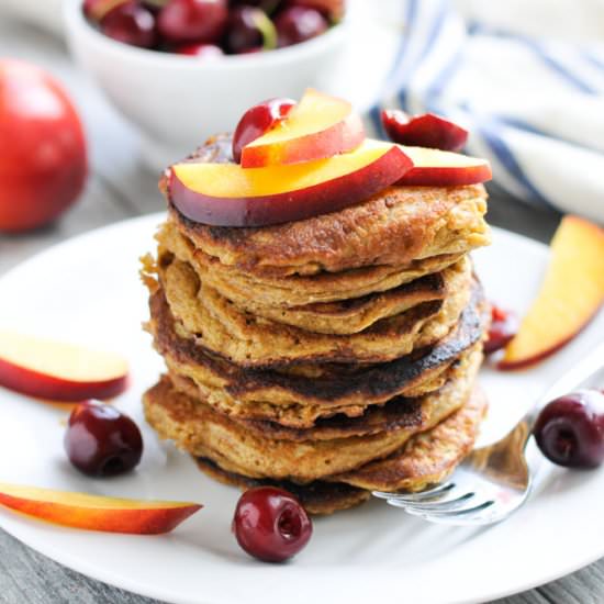 Oatmeal Pancakes with Summer Fruit