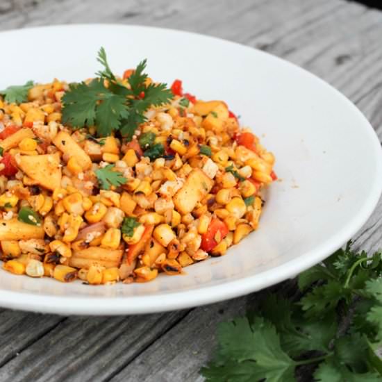 Grilled Corn and Peach Salsa