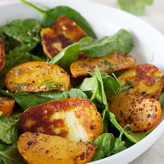 Grilled Persimmon + Halloumi Salad