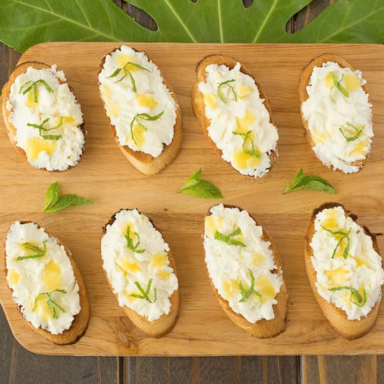 Ricotta Crostini with Mango Purée