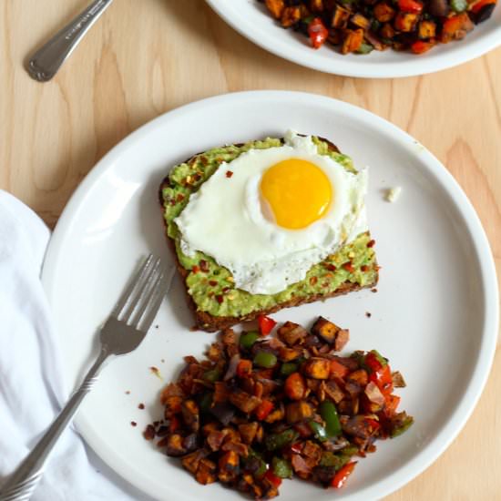 Avocado Toast & Sweet Potato Hash