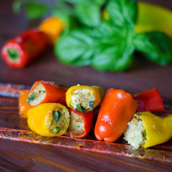 Pesto Goat Cheese Stuffed Peppers