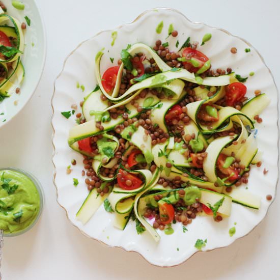 Zucchini Ribbon & Lentil Salad