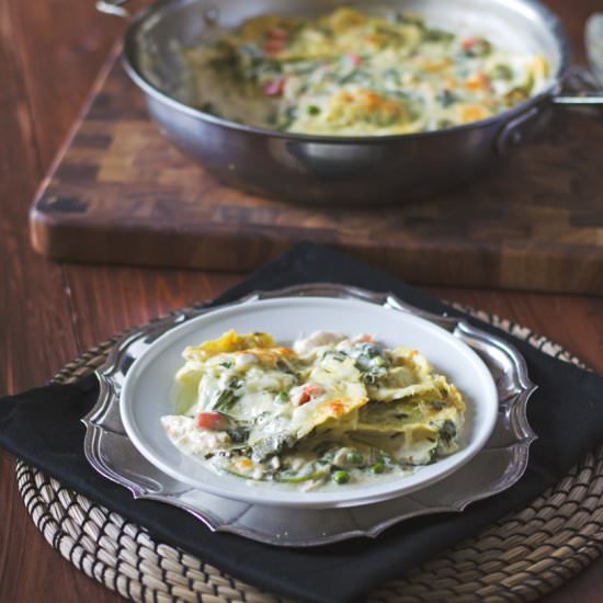 One Pan Cheesy Chicken Pasta Bake