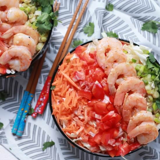 Asian Shrimp and Rainbow Slaw Bowls