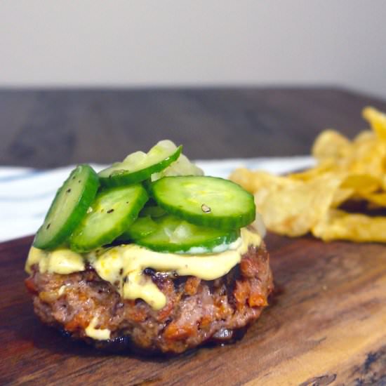 Chorizo Burger with Cucumber Slaw