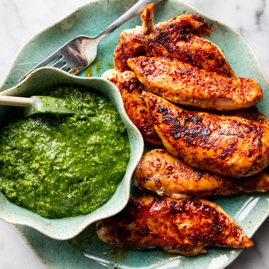 Chili Chicken w/ Cilantro Sauce