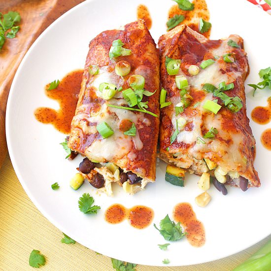 Chicken, Zucchini & Corn Enchiladas