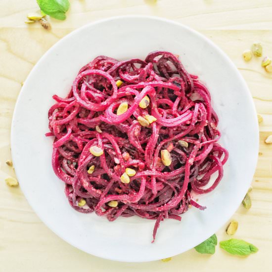 Beet Noodles with Mint Pesto