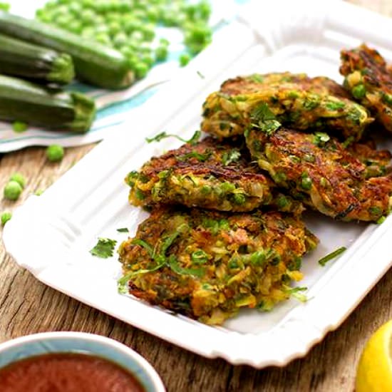 Spicy Zucchini and Pea Fritter