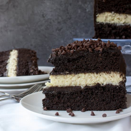 Cheesecake Stuffed chocolate cake