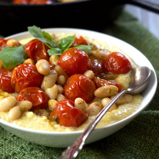 Pesto Roasted Cherry Tomato Polenta
