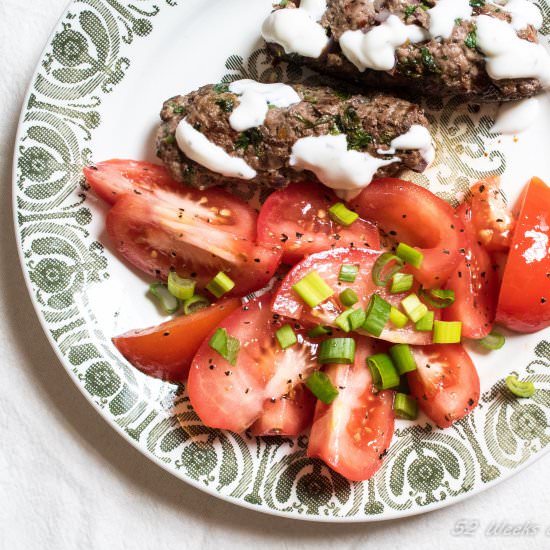 Herb Kebab with Tomato Salad
