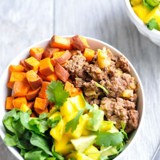 Sweet Potato Pineapple Beef Bowls