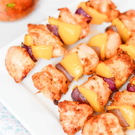 Red Pesto Chicken Kebabs