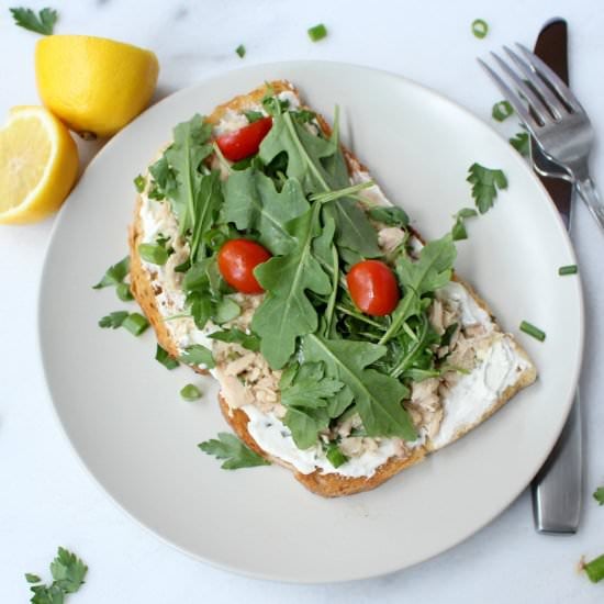 Open-Faced Garden Tuna Sandwich
