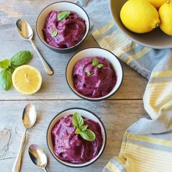 Blueberry Basil Frozen Yogurt