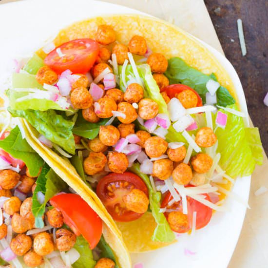 Crunchy Chickpea Caesar Salad Tacos