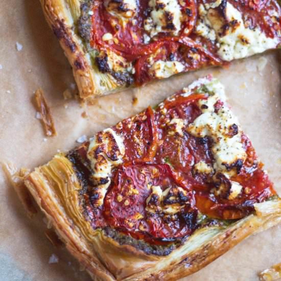 Tomato, Pesto & Goats Cheese Tart