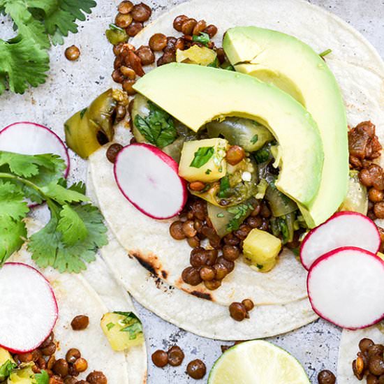 Lentil Tacos with Grilled Salsa