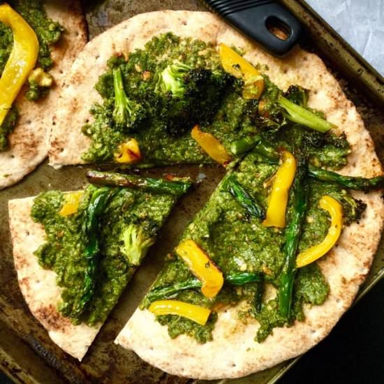 Roasted Veggie & Pesto Flatbreads