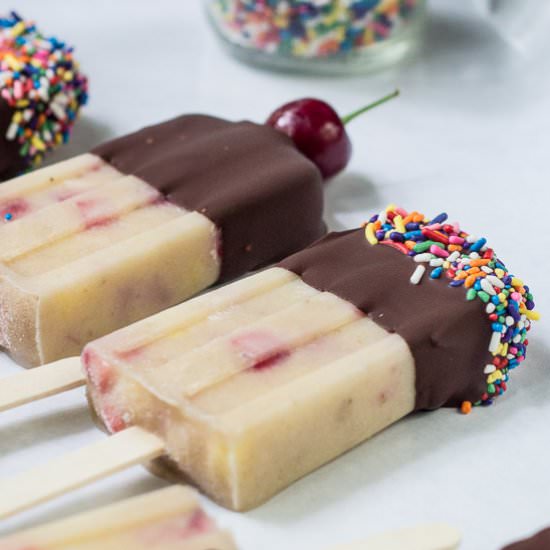 Vegan Banana Split Popsicles
