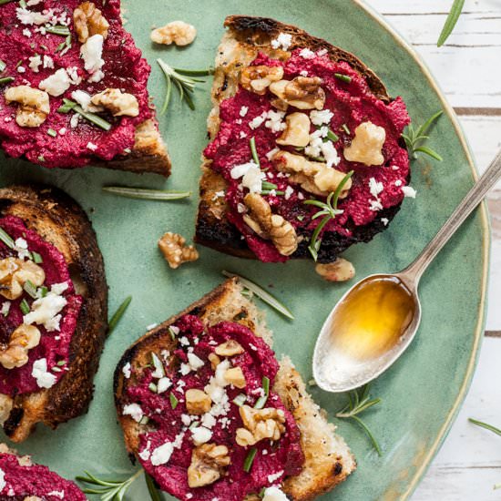 Grilled Bread with Beets & Honey