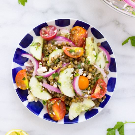 Lentil, Cucumber & Tomato Salad