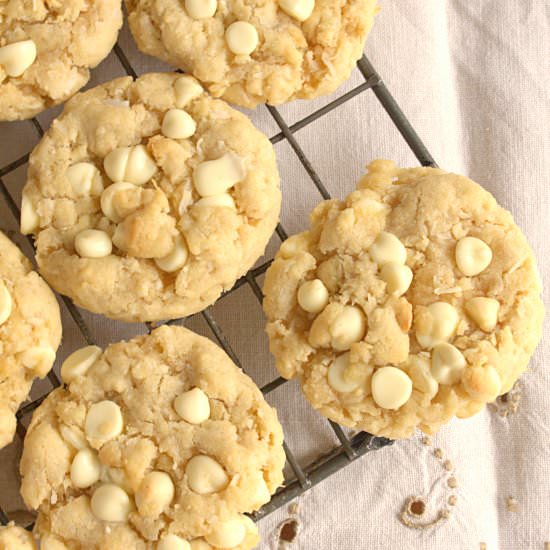 White Choc Chip Coconut Cookies