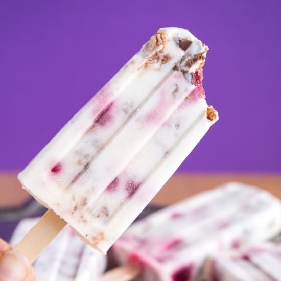 Rasbperry Crunch Fro Yo Popsicles