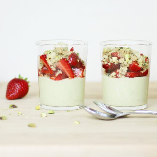 Pistachio and Strawberry Verrines