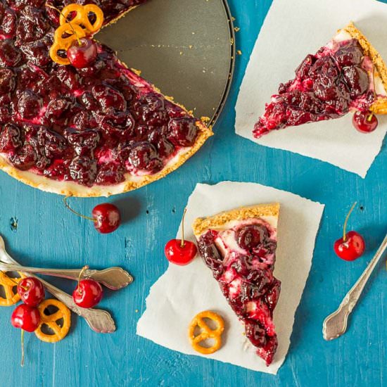 Pretzel Cherry Cheesecake