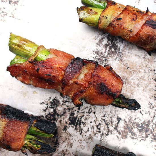 Grilled bacon wrapped asparagus