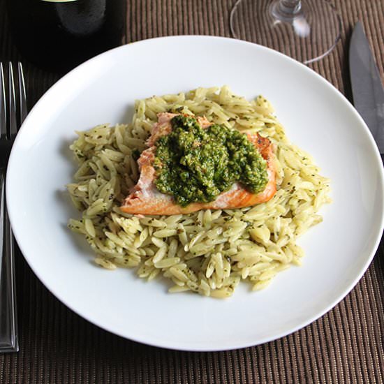 Orzo, Salmon and Pesto