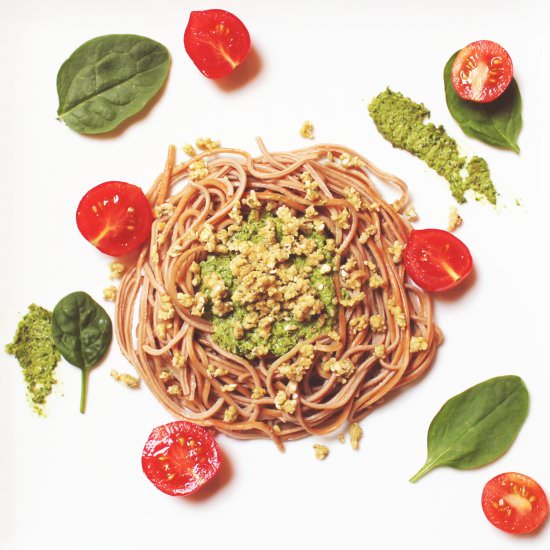 Spinach Pesto + Vegan Parmesan