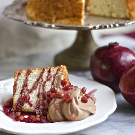 Angel Food Cake + Pomegranate Syrup
