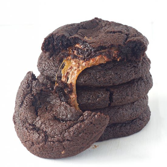Caramel Stuffed Chocolate Cookies