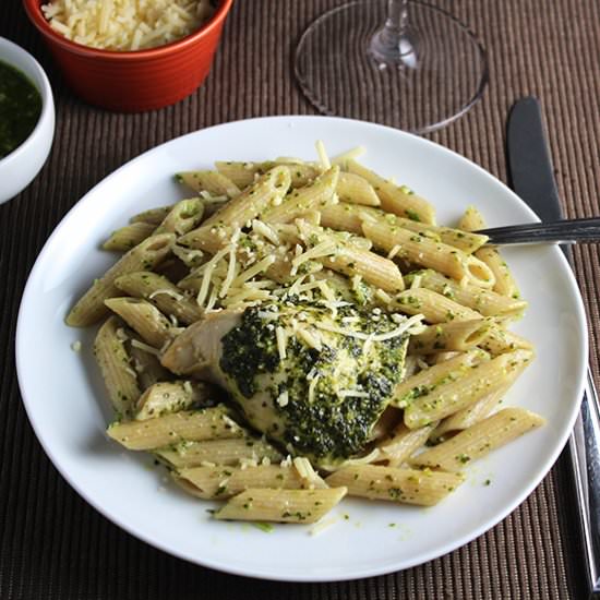 Baked Chicken with Pesto and Penne