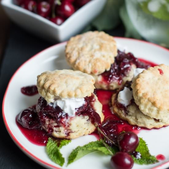 Sweet Biscuits with Cherry Compote