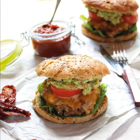 Burger with Feta and Guacamole
