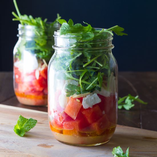 Watermelon, Feta and Arugula Mason