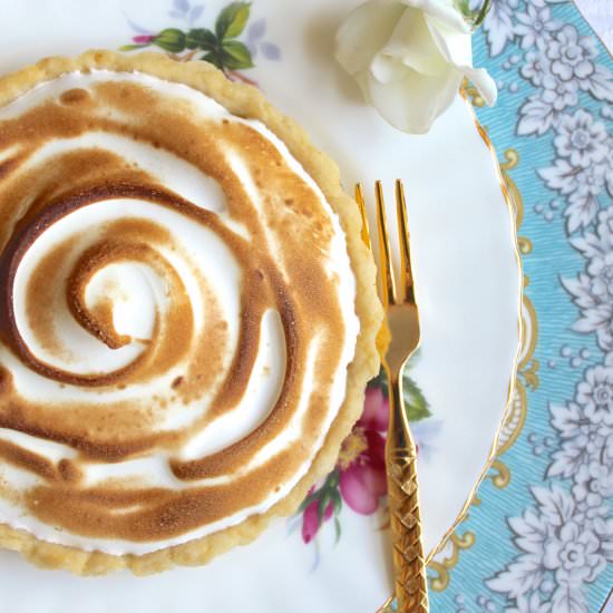 Passion fruit & lemon meringue tart